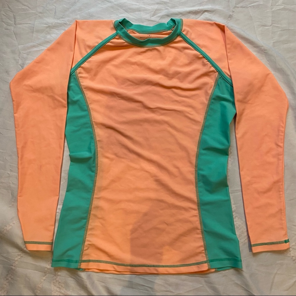 Coco Cabana Rash Guard Medium Orange Green Long Sleeve Sun Protection Swim